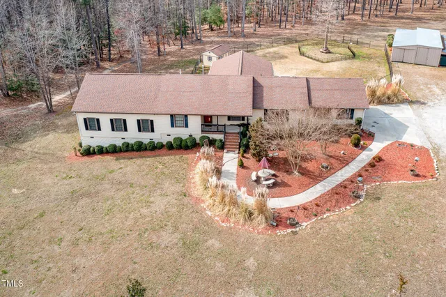 an aerial view of a house