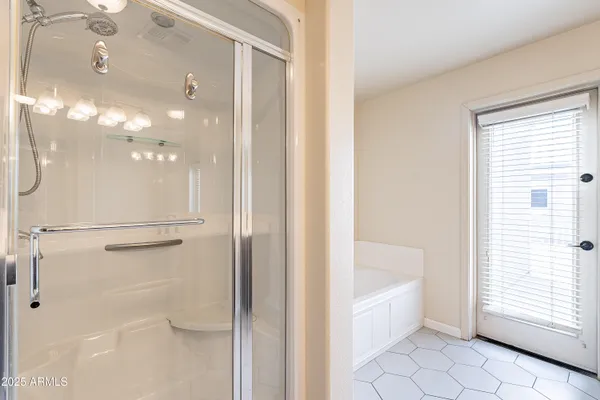 a bathroom with a bathtub