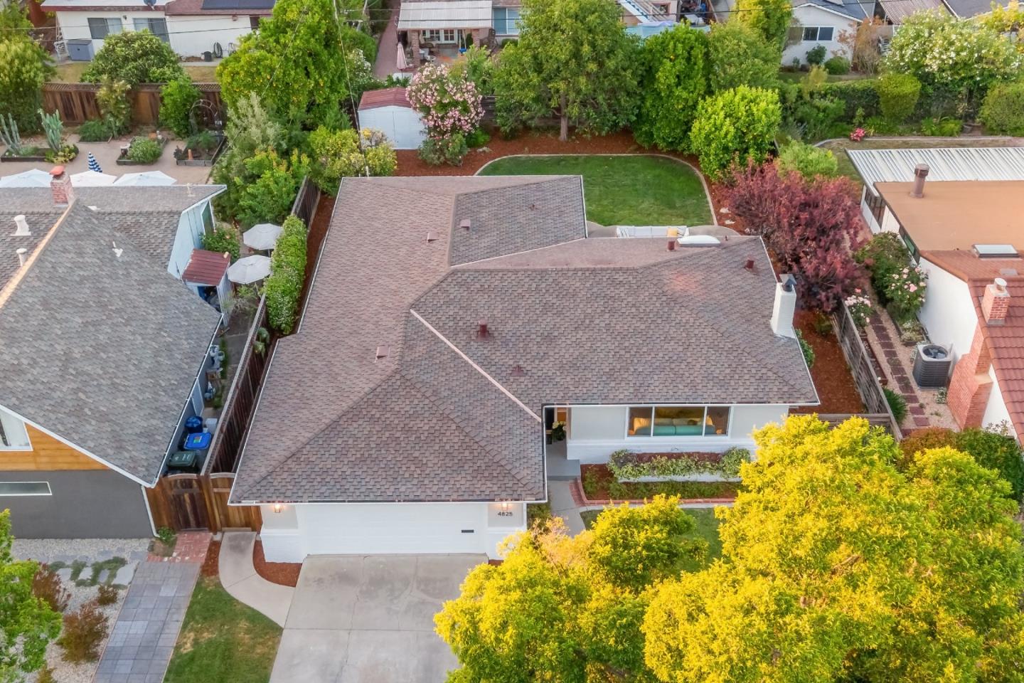 4825 Blue Ridge Drive San Jose, CA 95129 - Photo 37 of 39 an aerial view of a house with a yard and garden