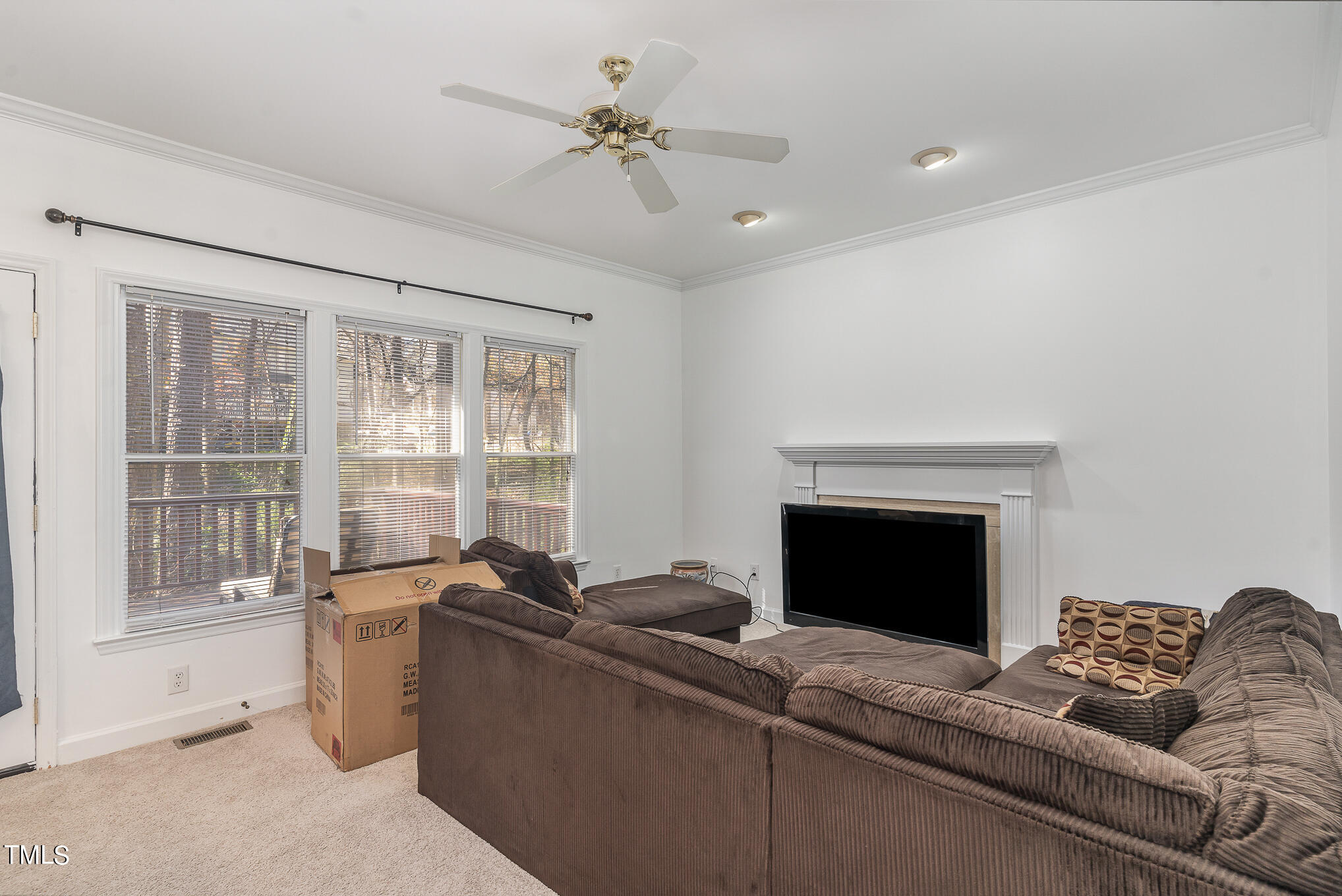 6020 Bur Trail Raleigh, NC 27616 - Photo 9 of 28 a living room with furniture and a fireplace