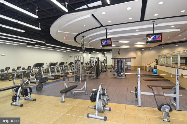 a view of a room with gym equipment