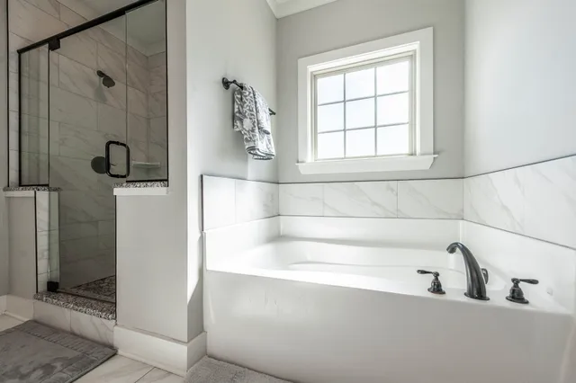 a bathroom with a shower