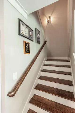 wooden floor with a table and a potted plant