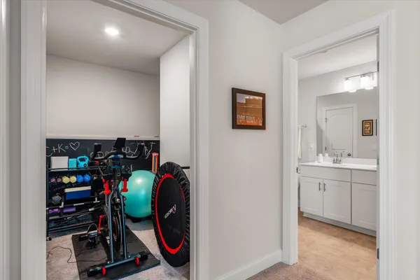 a view of a room with gym equipment