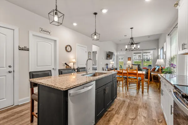 a kitchen with lots of counter top space