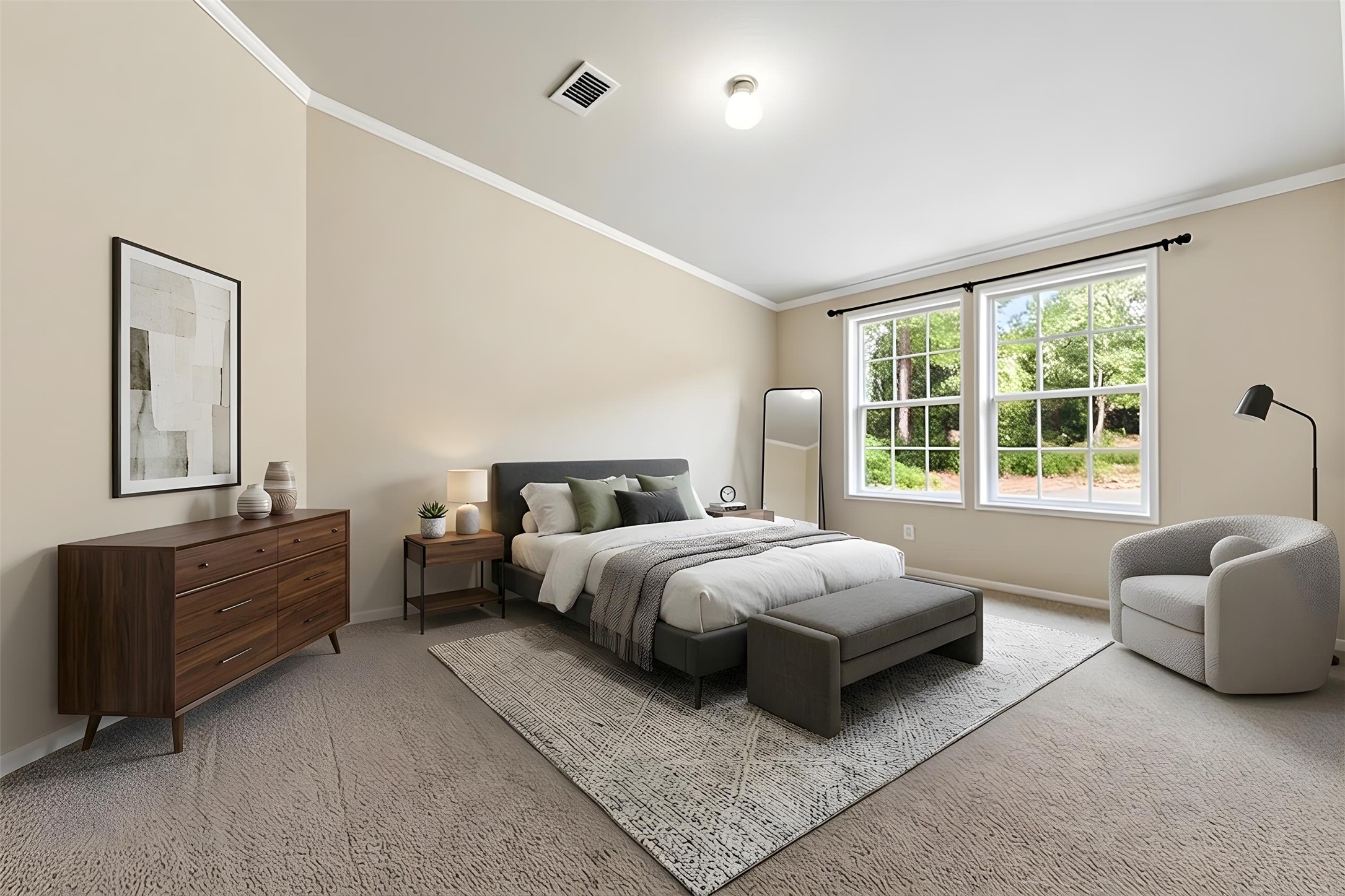 1024 Sand Hills Road Red Rock, TX 78662 - Photo 19 of 40 Virtually staged - Bedroom #3 featuring high ceilings and abundant natural light.