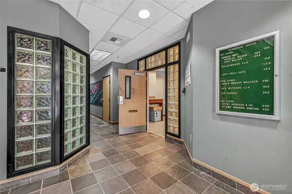 a view of empty room with windows