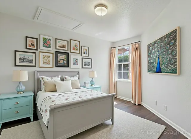 a bed room with a bed and a window