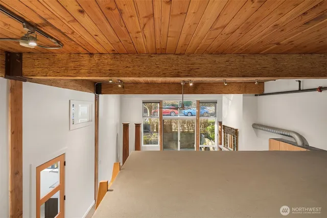 a view of a room with racks