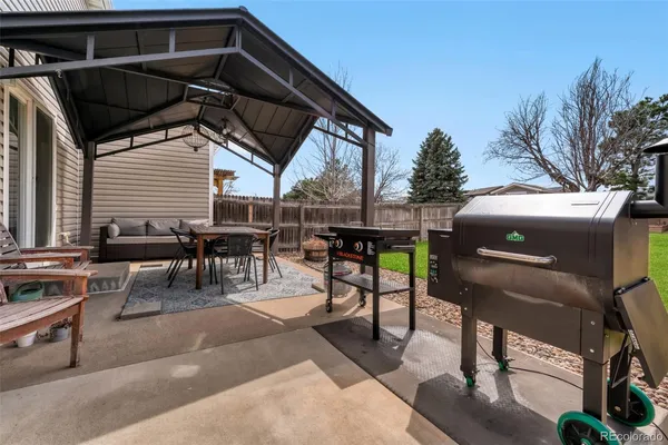 a view of an outdoor space with seating area
