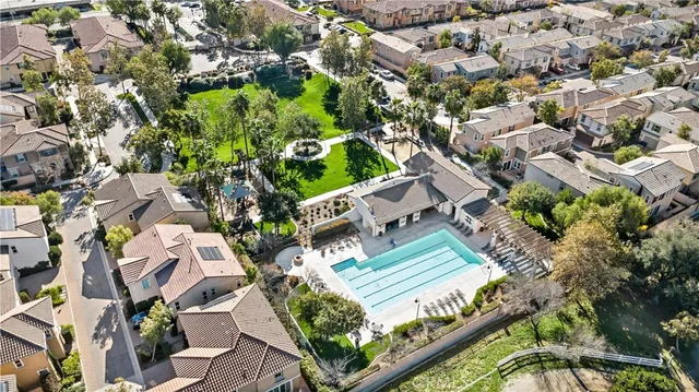 an aerial view of a house