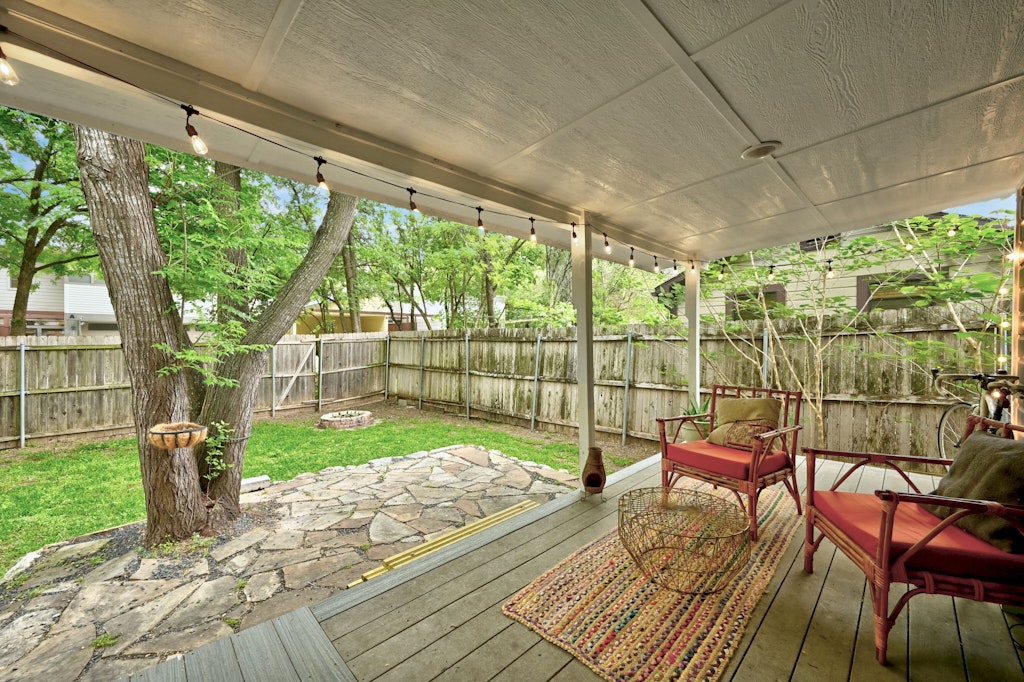 4025 Valley View Road, Unit 2 Austin, TX 78704 - Photo 17 of 19 a view of a porch with furniture and garden