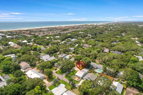 a view of city and green space