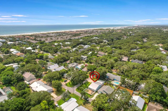 a view of city and green space