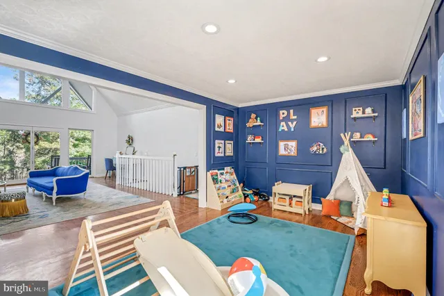 a bedroom with furniture and a bed