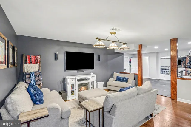 a view of a lake with sitting area