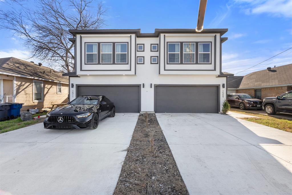 a car parked in front of a house
