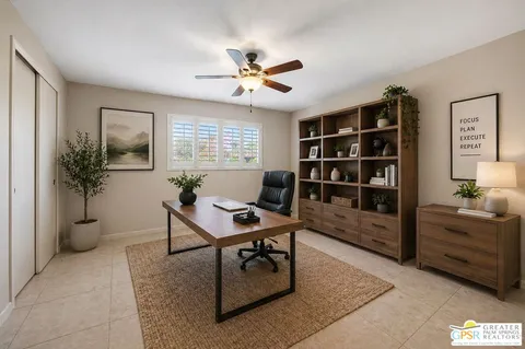a work room with furniture