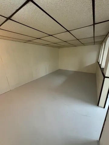 a view of a room with racks on the wall