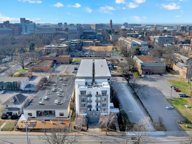 a view of a buildings in a city