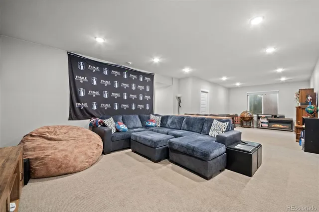 a living room with furniture and a couch