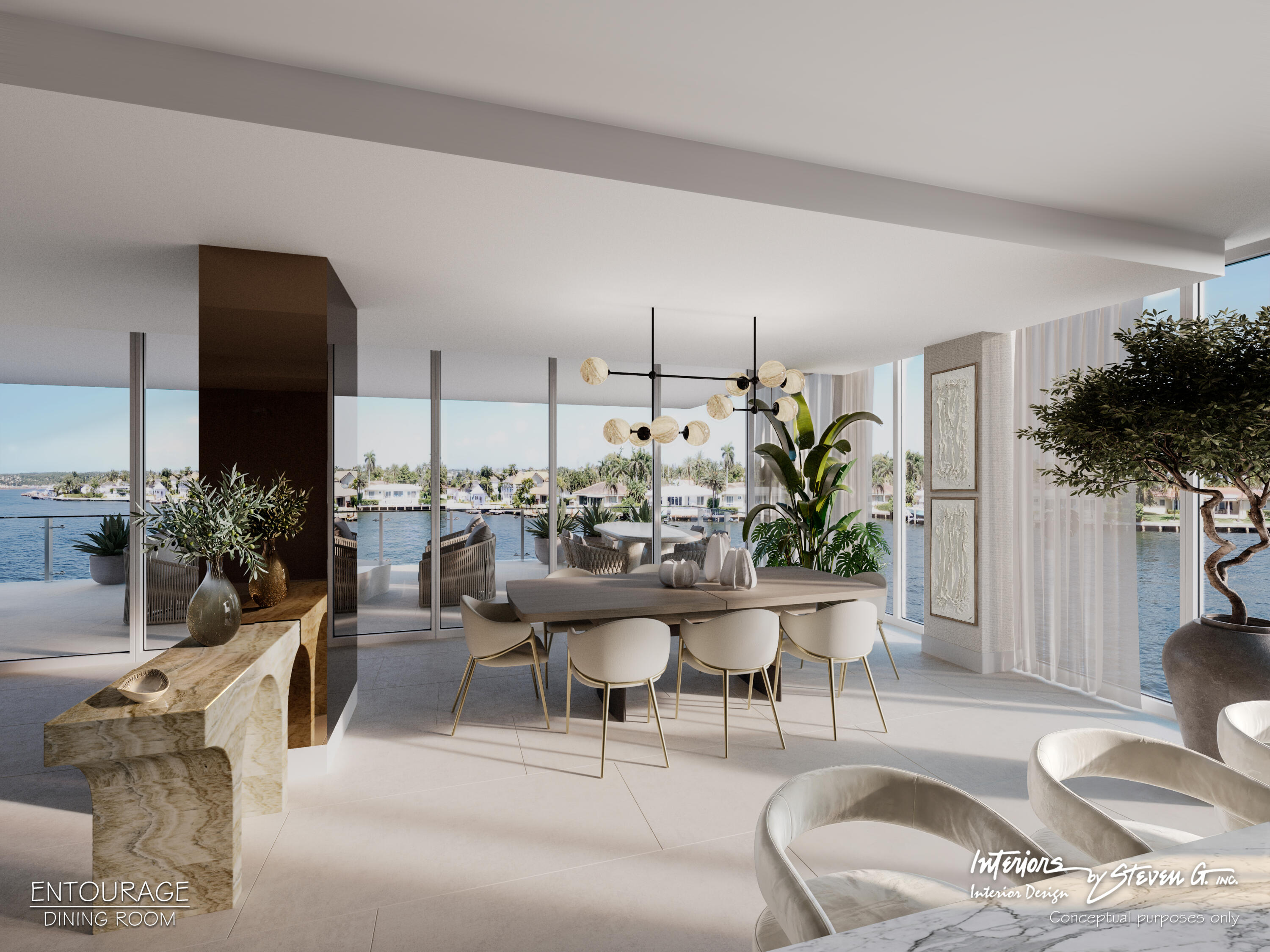 407 North Riverside Drive, Unit 205 Pompano Beach, FL 33062 - Photo 2 of 12 a living room with furniture potted plant and a large mirror