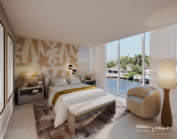 a bedroom with bed and a couch