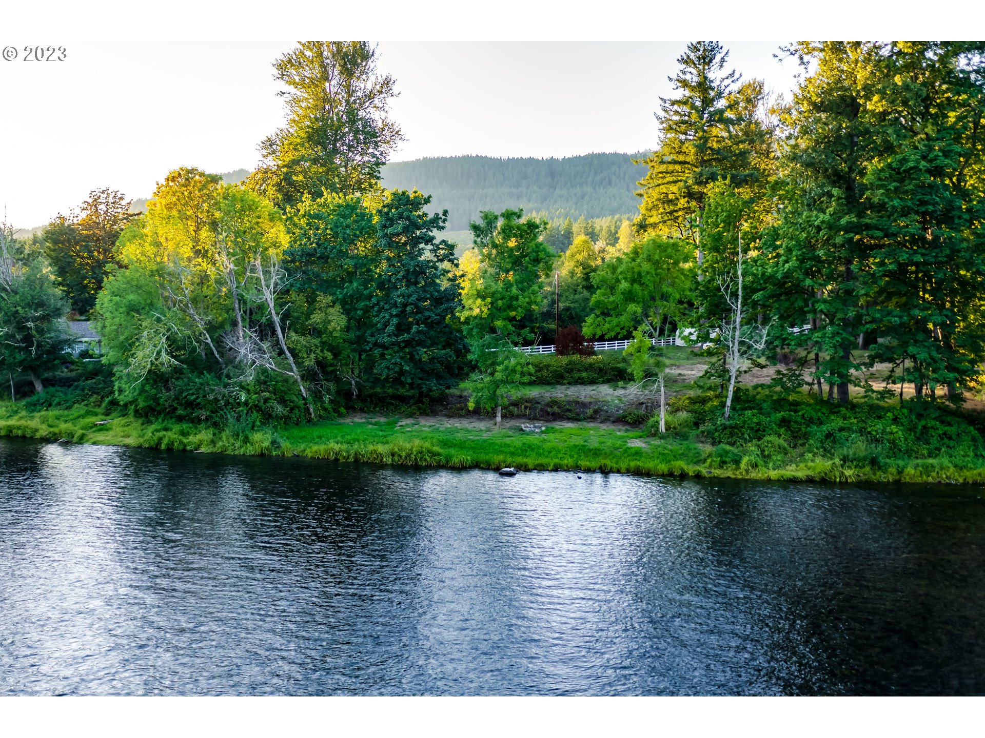Mckenzie Highway Springfield, OR 97478 - Photo 4 of 29 a view of a lake with a yard and large trees