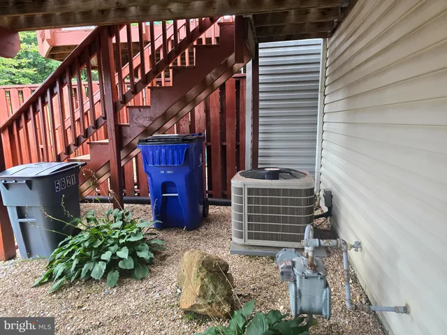 a garden view with a seating space