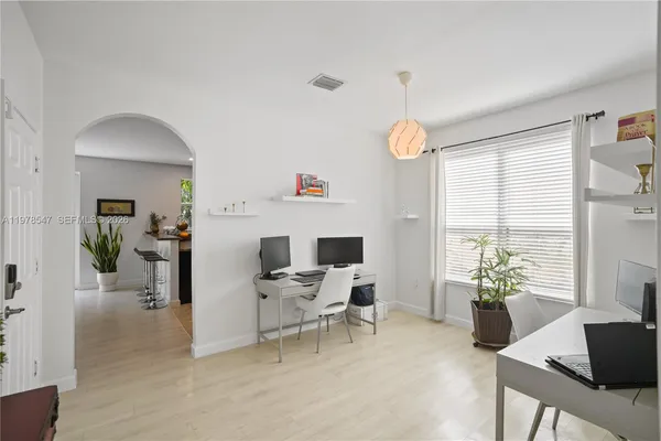 a view of garden with patio