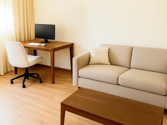a living room with furniture and a window
