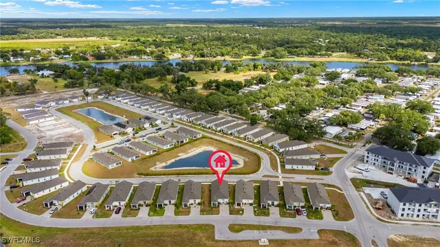 a view of a swimming pool with a garden