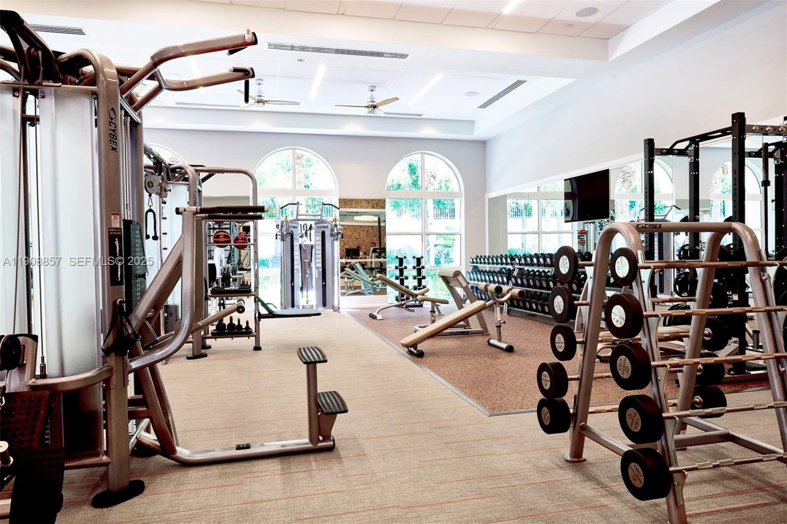 781 Crandon Boulevard, Unit 1406 Key Biscayne, FL 33149 - Photo 38 of 47 a living room with lots of gym equipment