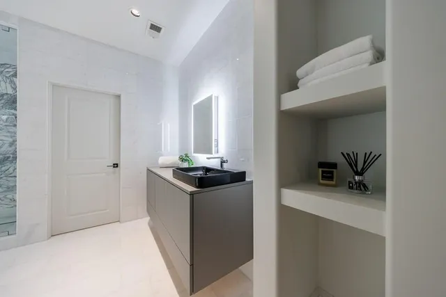 a living room with furniture