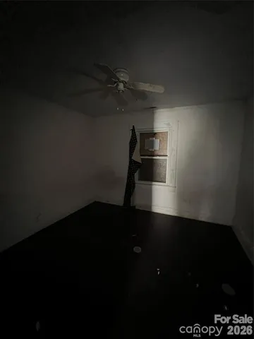 an empty room with a door