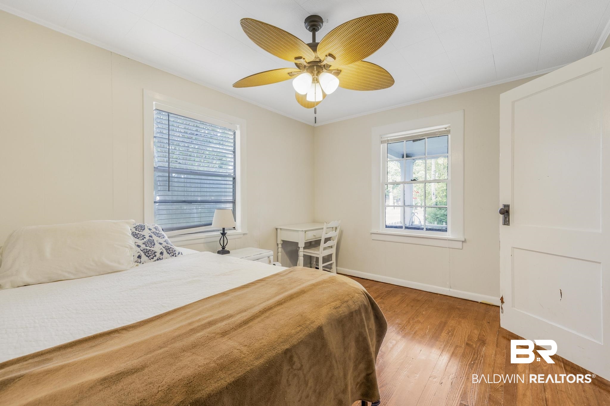 405 North Pine Street Foley, AL 36535 - Photo 24 of 33 Bedroom featuring light wood-type flooring, crown molding, and ceiling fan