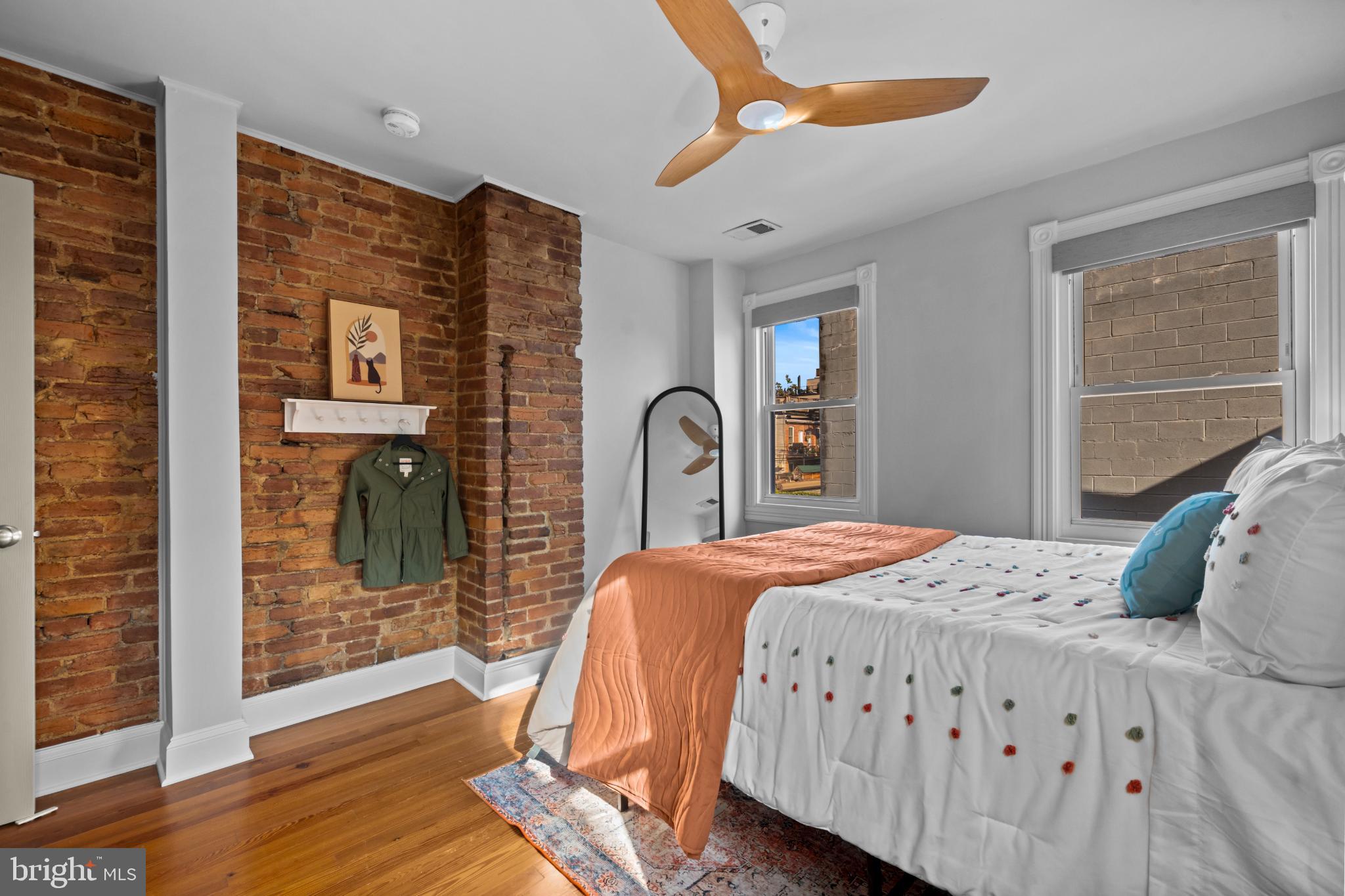 503 S Street Northwest Washington, DC 20001 - Photo 12 of 36 Charming bedroom with exposed brick accents.
