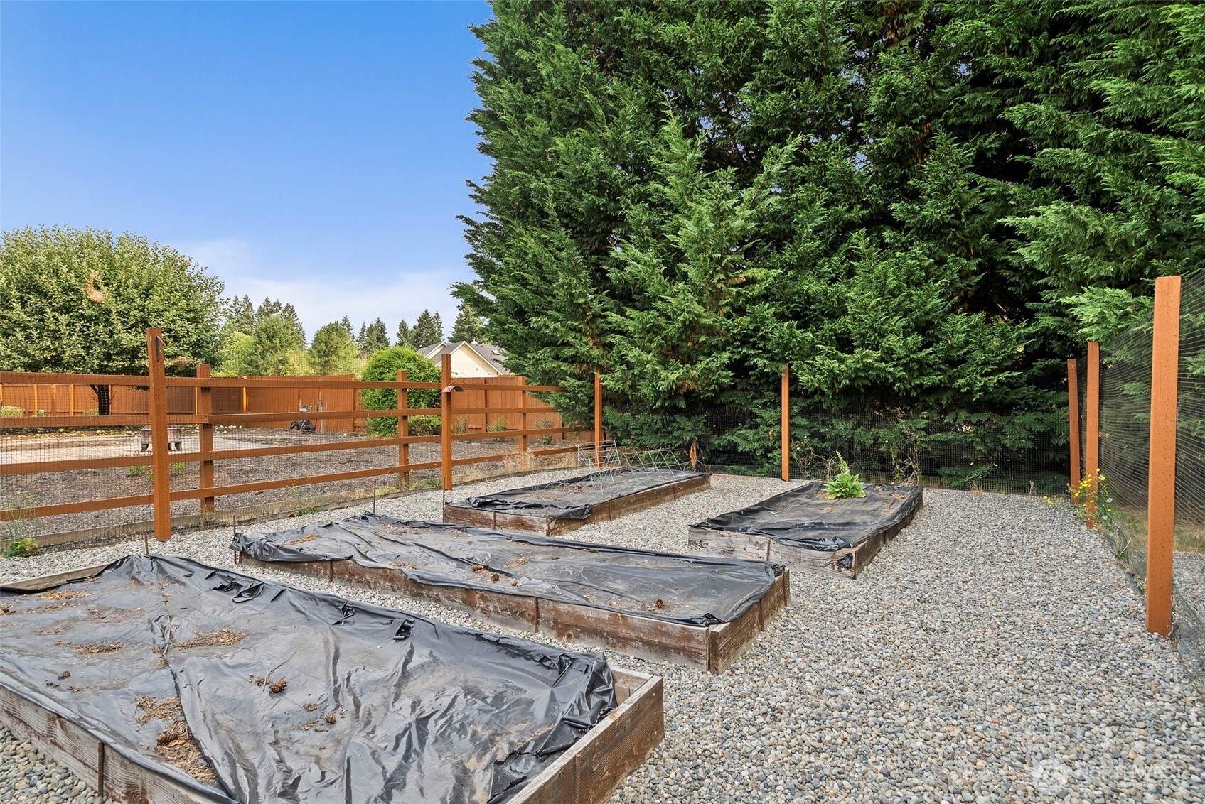 9609 346th Street South Roy, WA 98580 - Photo 35 of 37 a view of a backyard with wooden fence