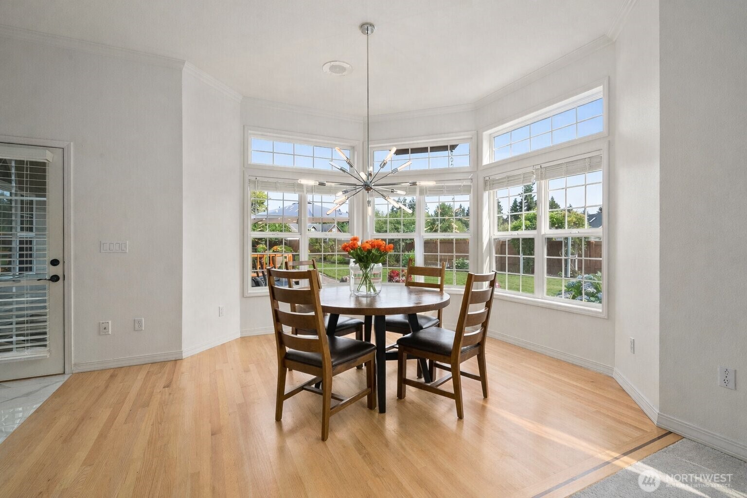 9609 346th Street South Roy, WA 98580 - Photo 10 of 31 a dining room with furniture a chandelier and wooden floor