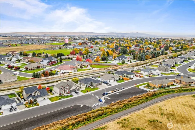 an aerial view of a city