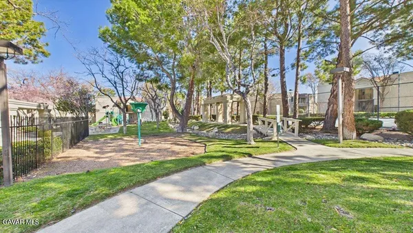 a view of a park with tree s