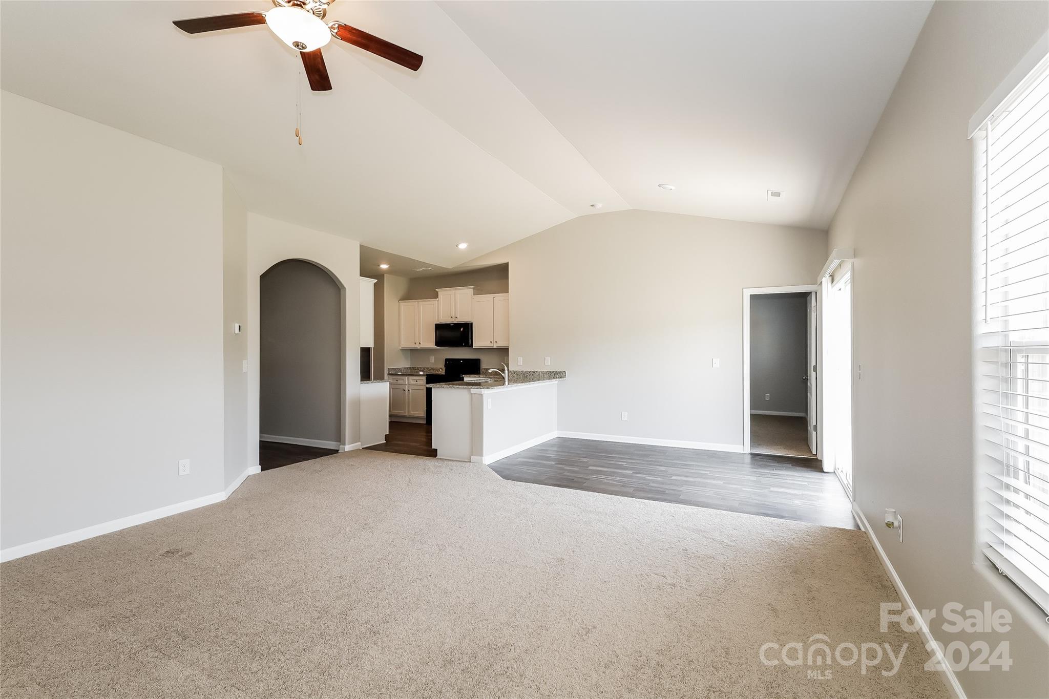 7323 Amberly Hills Road Charlotte, NC 28215 - Photo 10 of 14 an empty room with chandelier fan and windows