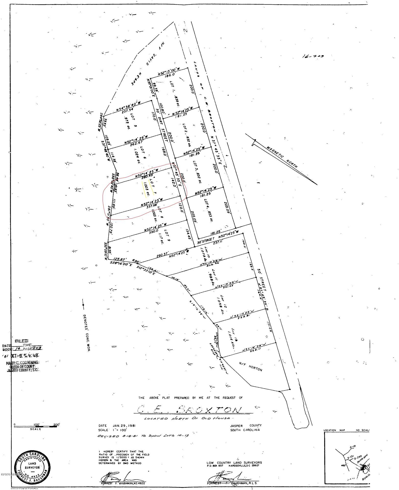 1801 Deloss Point Road Ridgeland, SC 29936 - Photo 15 of 36 Plat Lot 7 Highlighted, Deloss Point JPG
