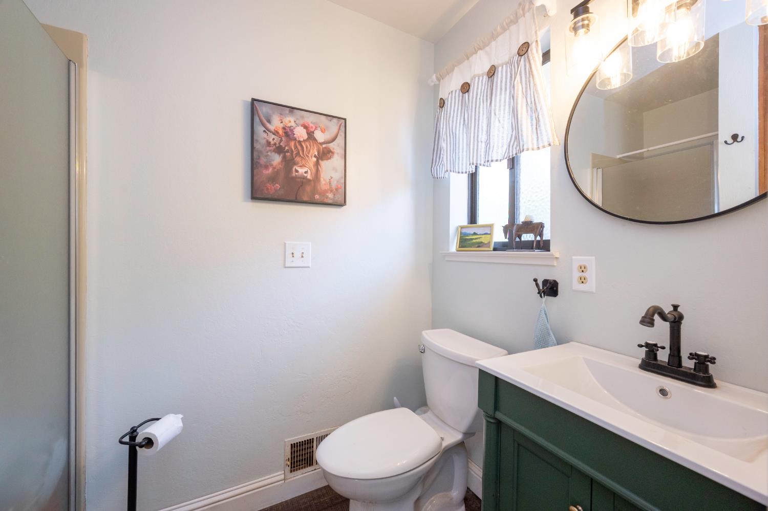 4770 Pedro Hill Road Pilot Hill, CA 95664 - Photo 42 of 87 a bathroom with a toilet a sink and mirror