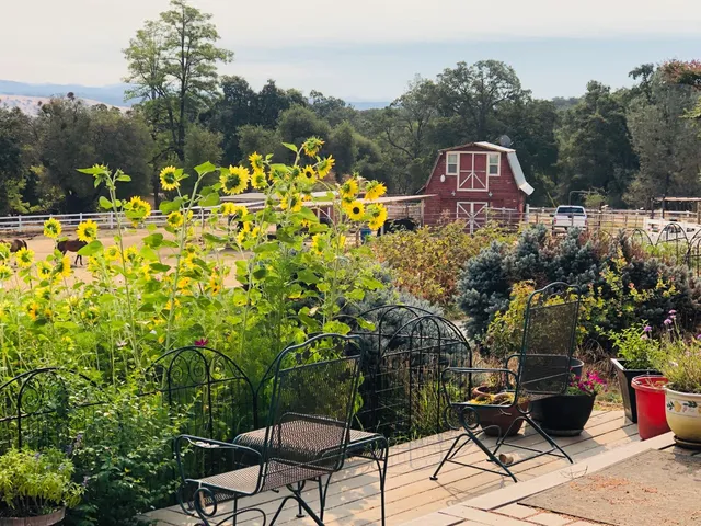 an outdoor space with furniture