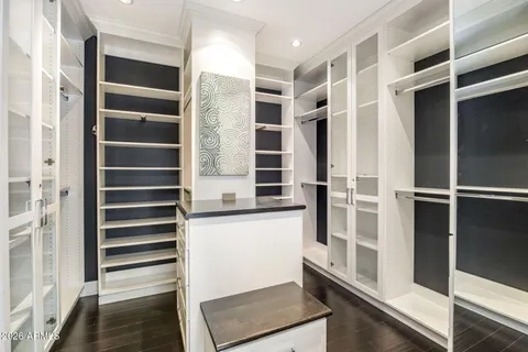 walk in closet with empty racks