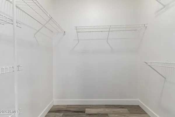 a view of small space with racks on the wall