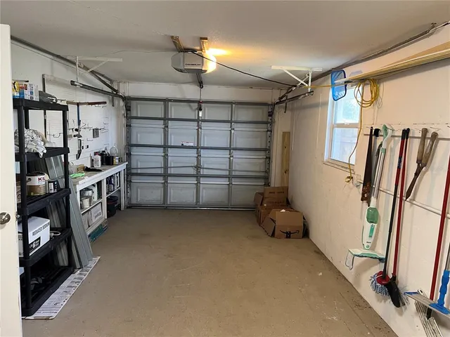 a view of a garage with furniture
