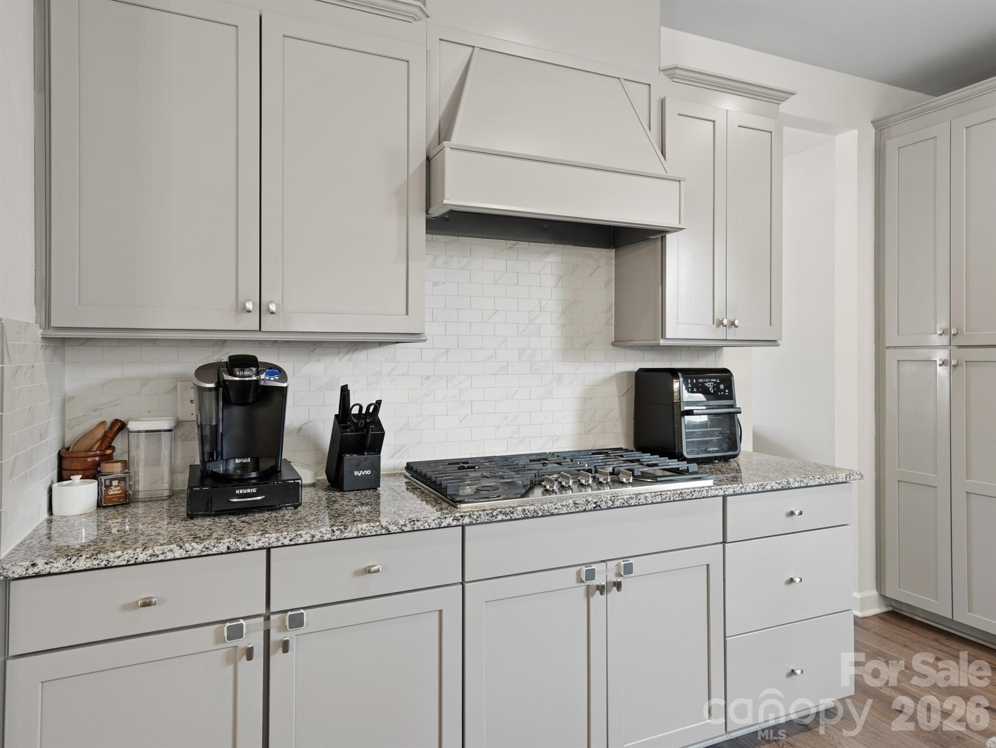 560 Sandbar Point Clover, SC 29710 - Photo 17 of 48 a kitchen with granite countertop white cabinets and white appliances