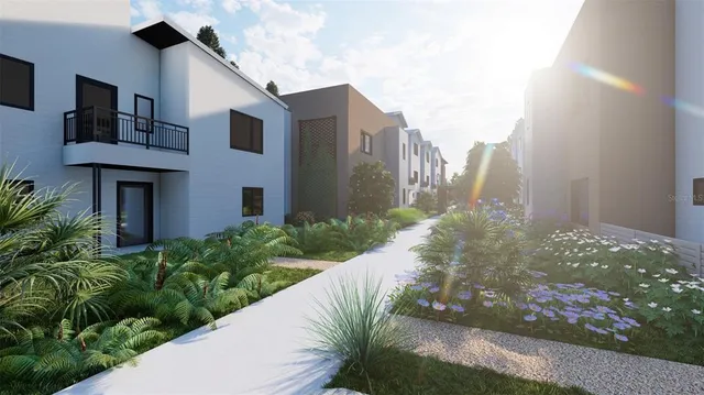 a outdoor view with a sitting space